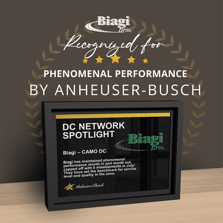 Anheuser Busch Recognizes Biagi Bros with a DC Network Spotlight commendation
